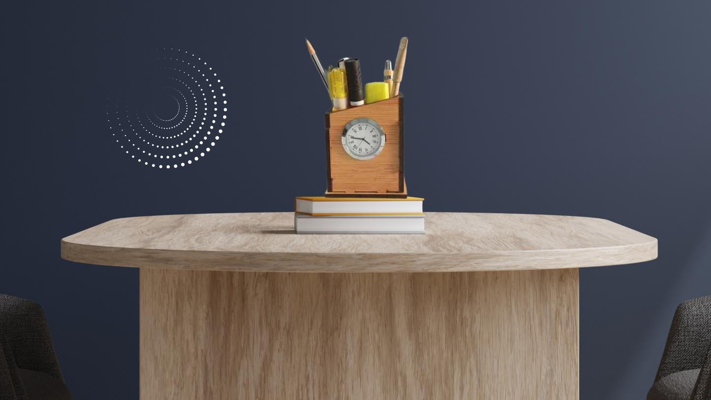 WoodHeart Asymmetric Wooden Desk Clock