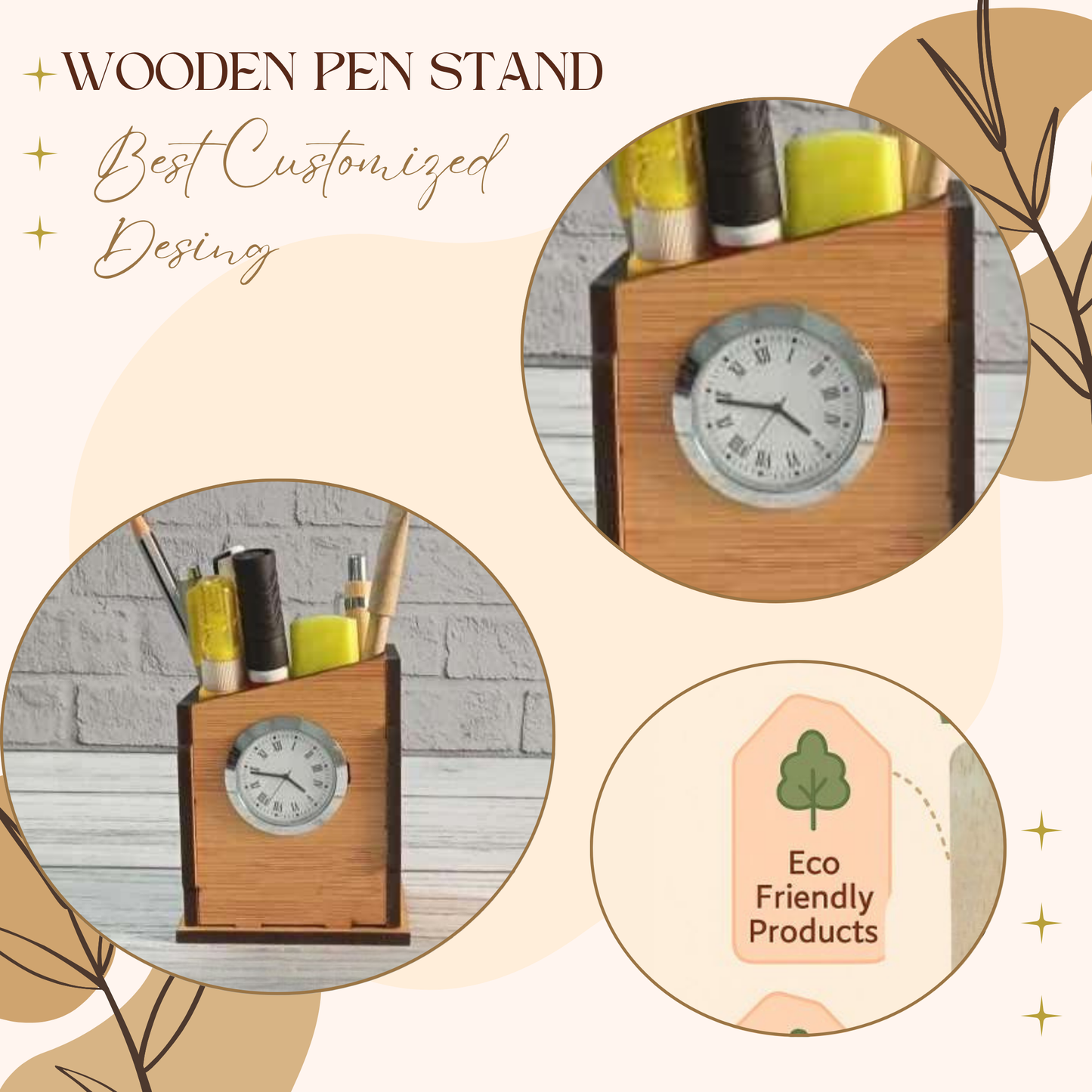 WoodHeart Asymmetric Wooden Desk Clock