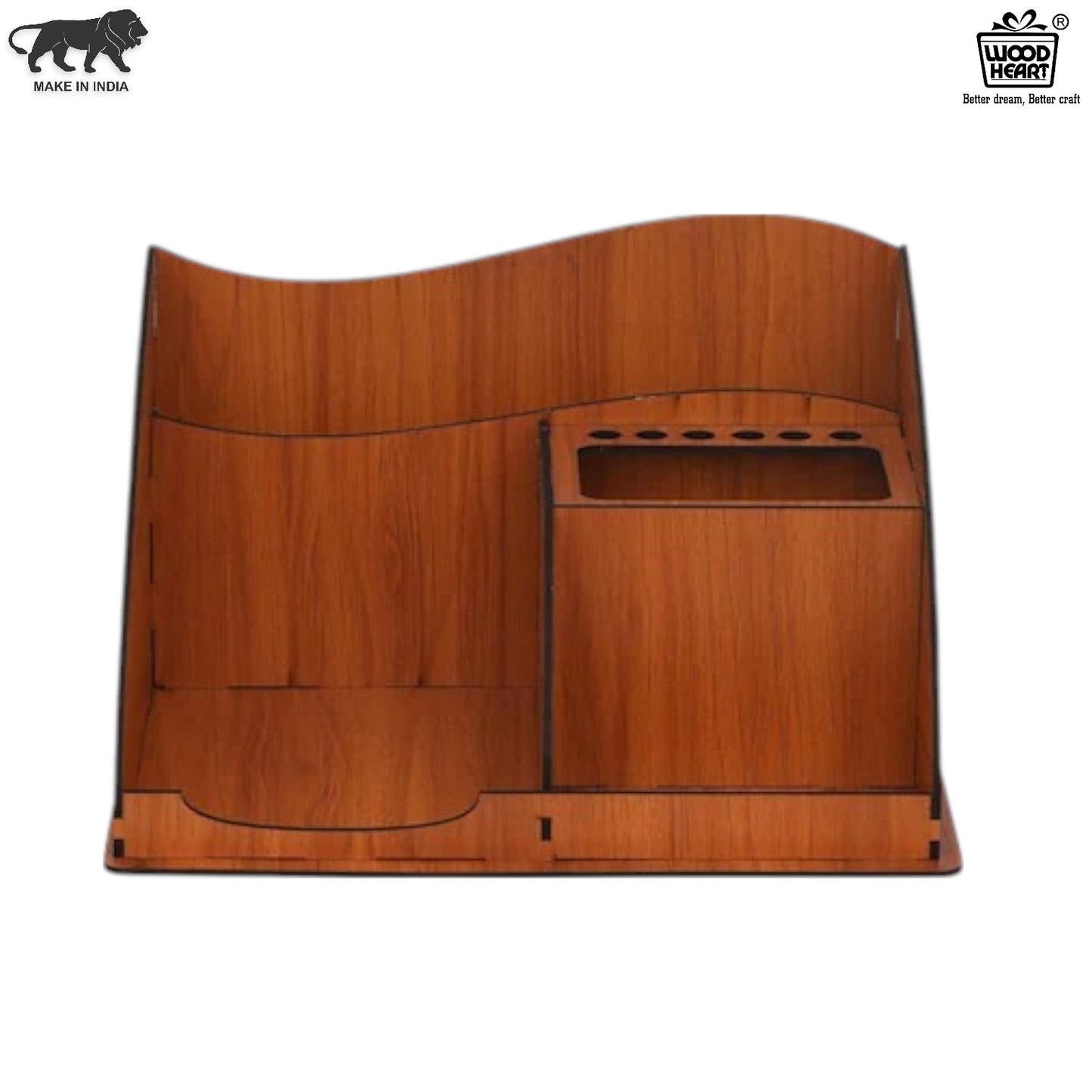 WoodHeart WaveForm Wooden Desk Organizer