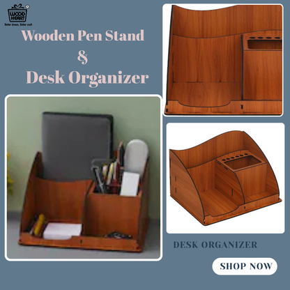 WoodHeart WaveForm Wooden Desk Organizer