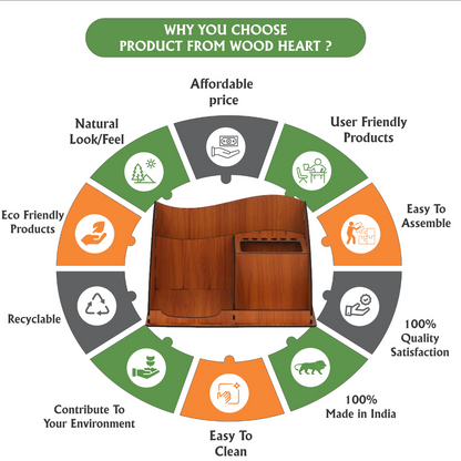 WoodHeart WaveForm Wooden Desk Organizer