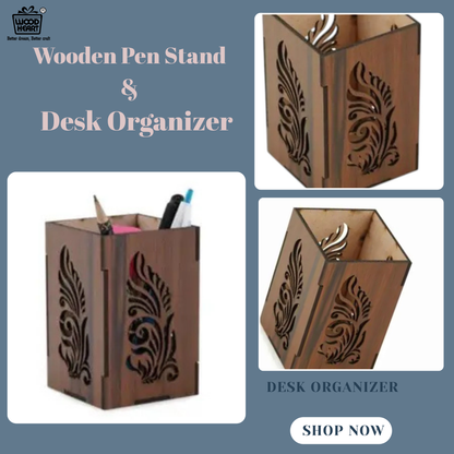 WoodHeart FeatherCut Wooden Pen Stand