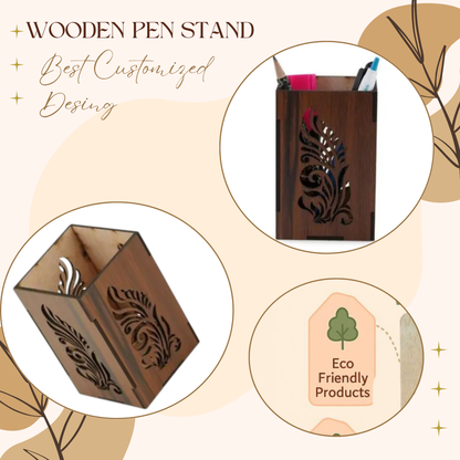 WoodHeart FeatherCut Wooden Pen Stand
