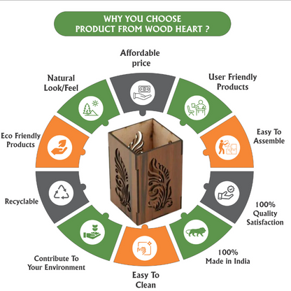 WoodHeart FeatherCut Wooden Pen Stand