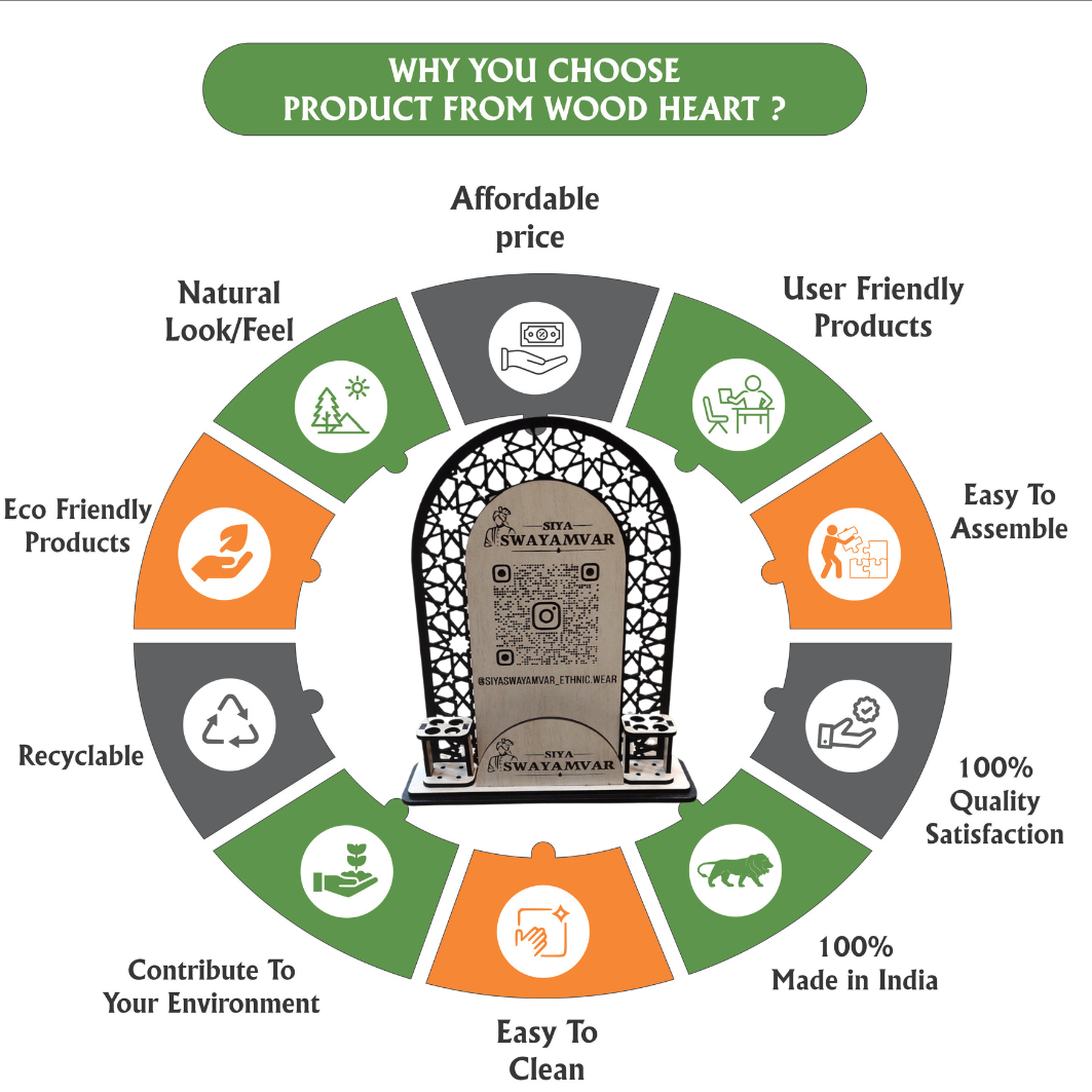 Wooden Custom QR Code Stand with Pen Holders