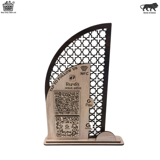 Wooden NFC & QR Code Stand for Business Branding