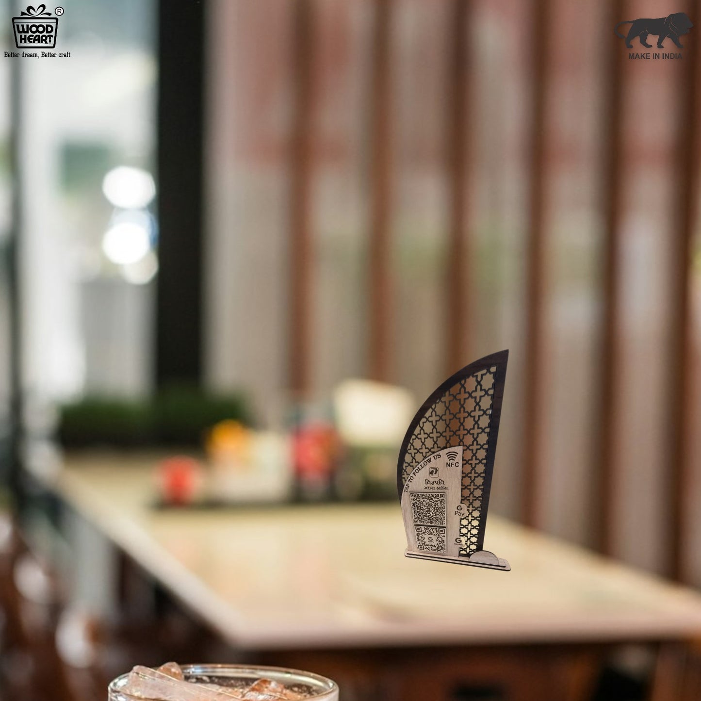 Wooden NFC & QR Code Stand for Business Branding