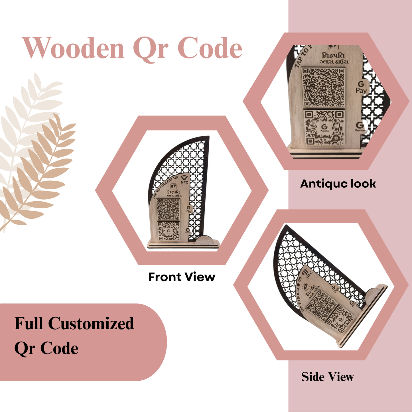 Wooden NFC & QR Code Stand for Business Branding