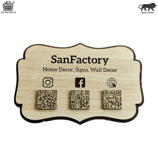 Wooden Multi-QR Code Social Media Display Board