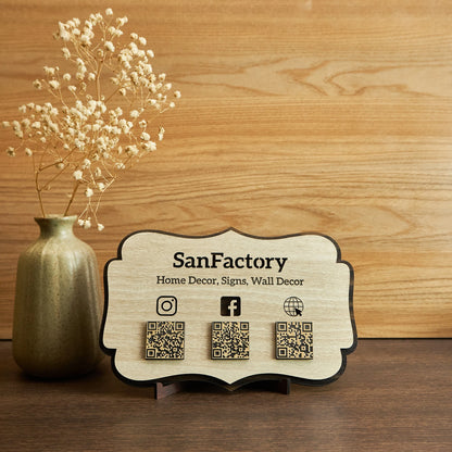 Wooden Multi-QR Code Social Media Display Board