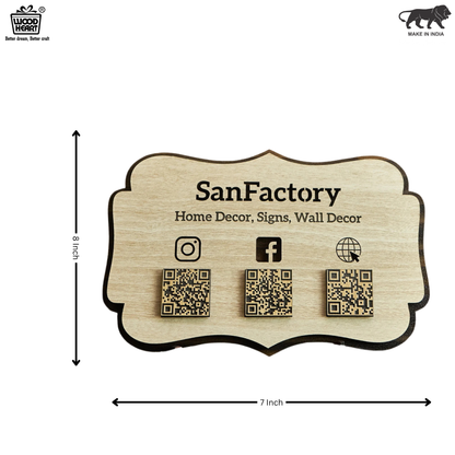 Wooden Multi-QR Code Social Media Display Board