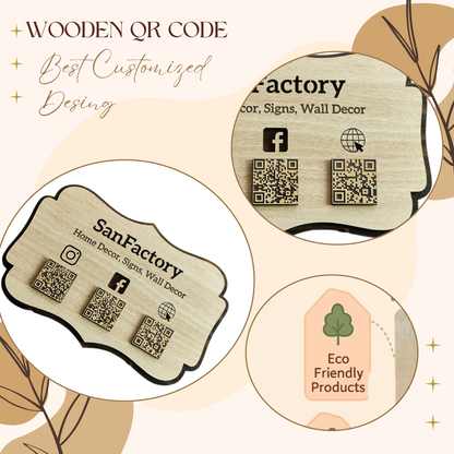 Wooden Multi-QR Code Social Media Display Board