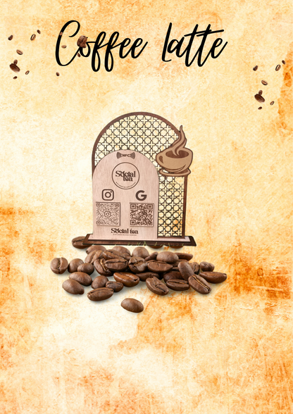 Wooden NFC & QR Code Social Media Stand – Café Edition