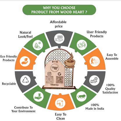 Wooden NFC & QR Code Social Media Stand – Café Edition