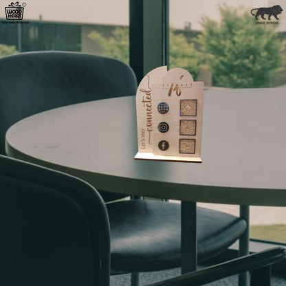 Wooden Multi-Platform QR Code Stand – “Let’s Stay Connected” Design