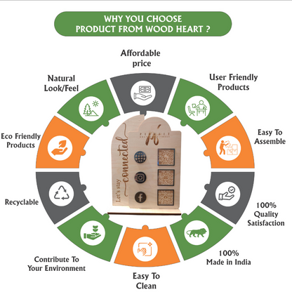 Wooden Multi-Platform QR Code Stand – “Let’s Stay Connected” Design