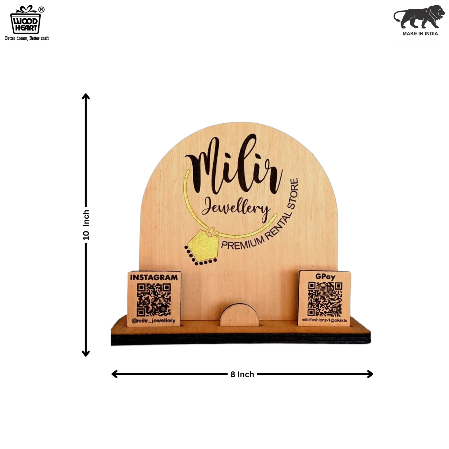 Wooden Dual QR Code Display Stand – Jewellery Store Edition