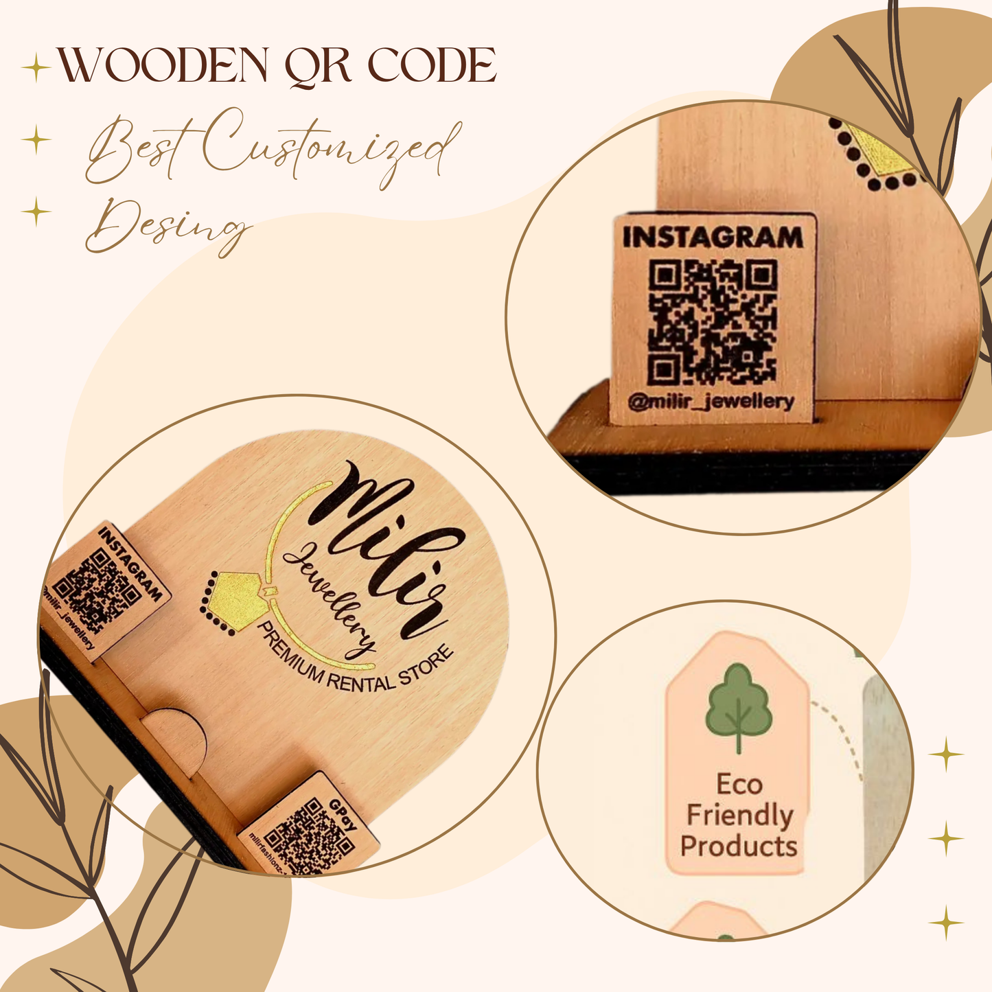 Wooden Dual QR Code Display Stand – Jewellery Store Edition