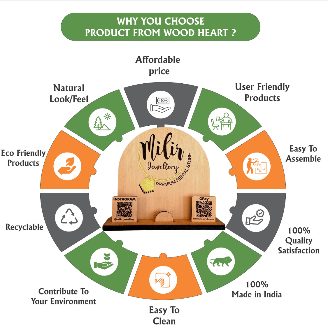 Wooden Dual QR Code Display Stand – Jewellery Store Edition