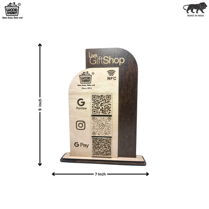 Wooden NFC & QR Code Stand – Live GiftShop Edition