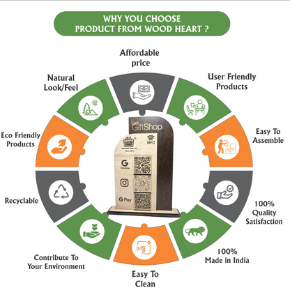 Wooden NFC & QR Code Stand – Live GiftShop Edition