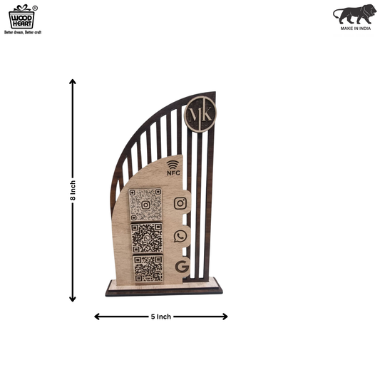 Wooden NFC & Multi-Platform QR Code Stand – MK Edition