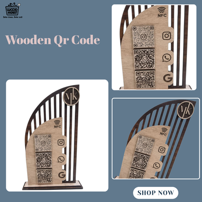 Wooden NFC & Multi-Platform QR Code Stand – MK Edition