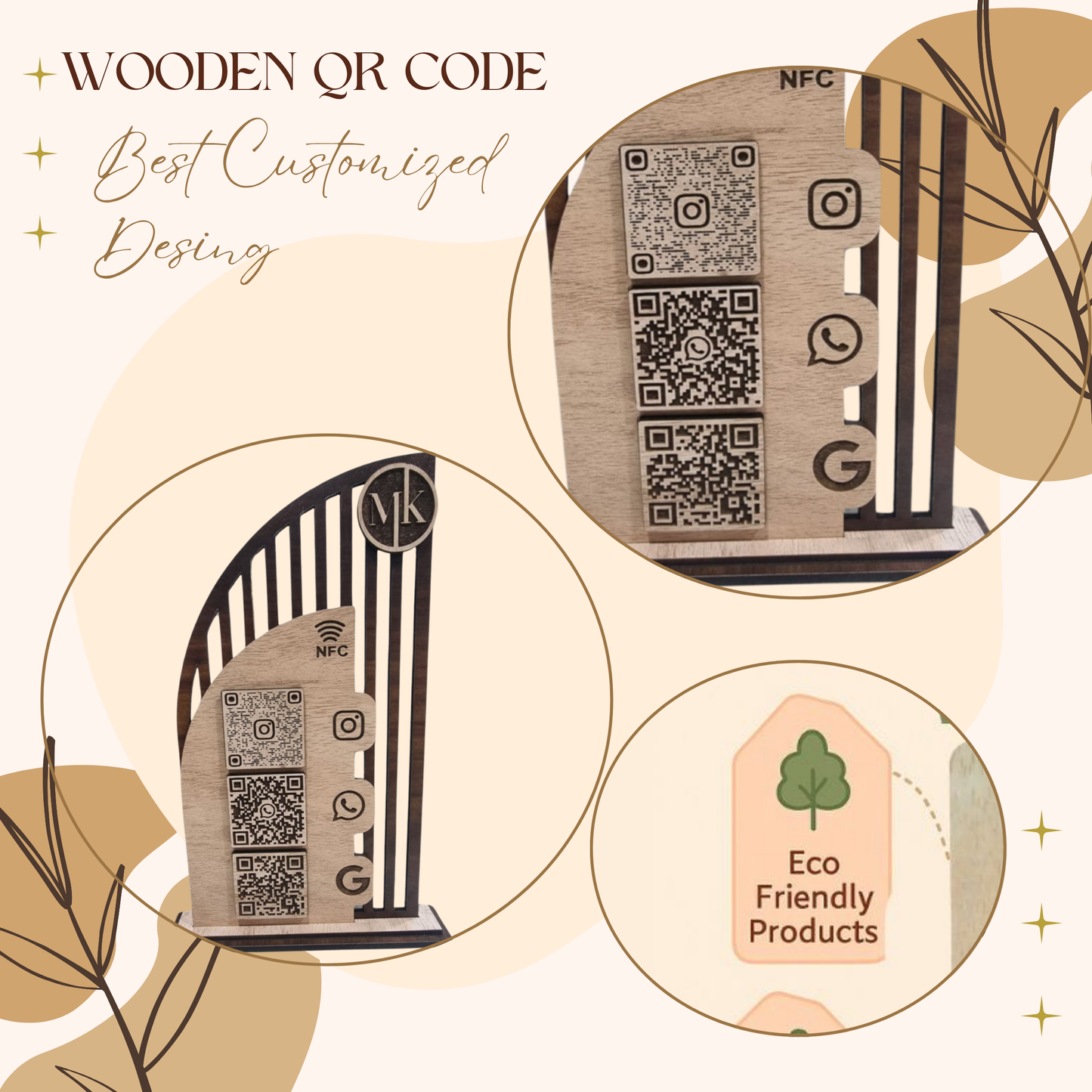 Wooden NFC & Multi-Platform QR Code Stand – MK Edition