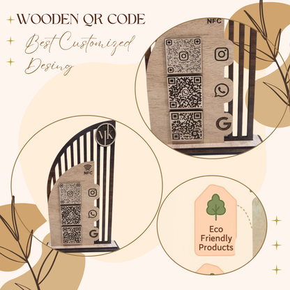 Wooden NFC & Multi-Platform QR Code Stand – MK Edition