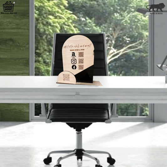 Custom Wooden Multi-QR Code Display Stand – Author Branding Edition