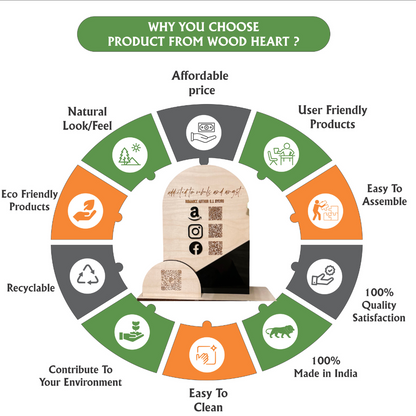 Custom Wooden Multi-QR Code Display Stand – Author Branding Edition