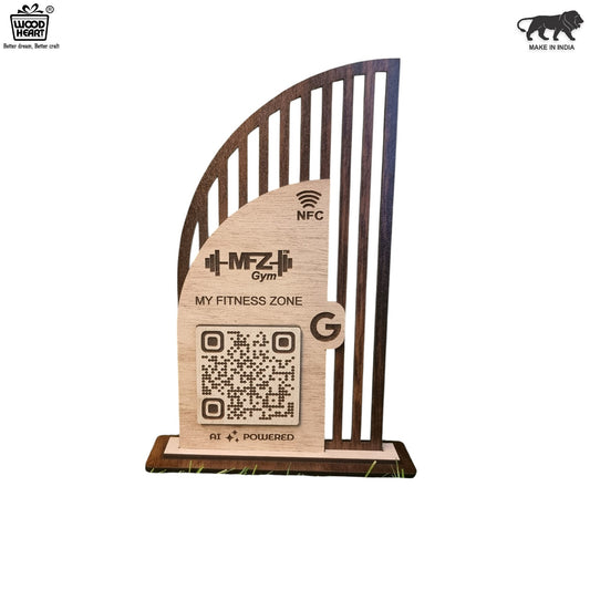 Wooden NFC & QR Code Display Stand – MFZ Gym Edition