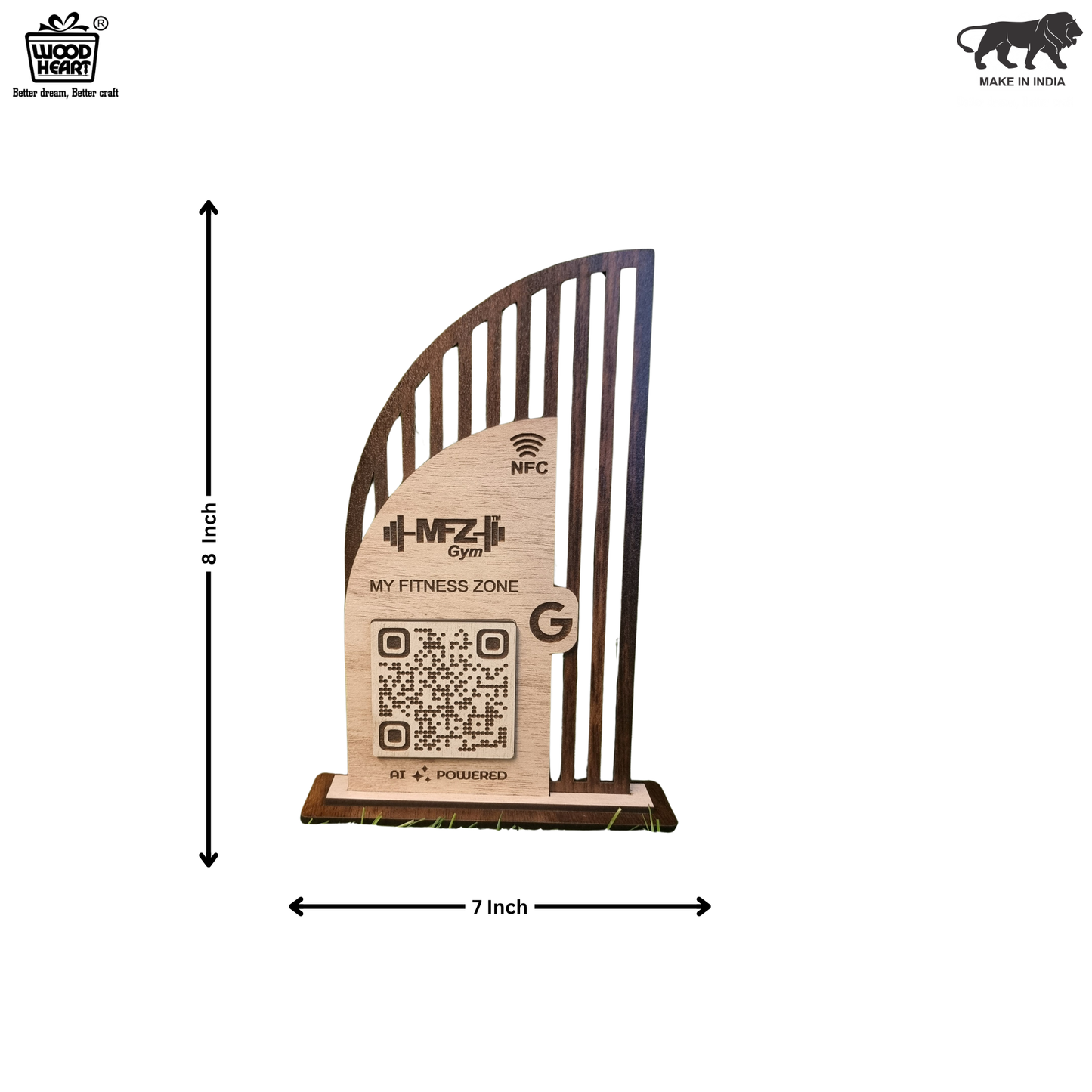 Wooden NFC & QR Code Display Stand – MFZ Gym Edition
