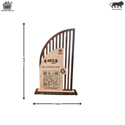 Wooden NFC & QR Code Display Stand – MFZ Gym Edition
