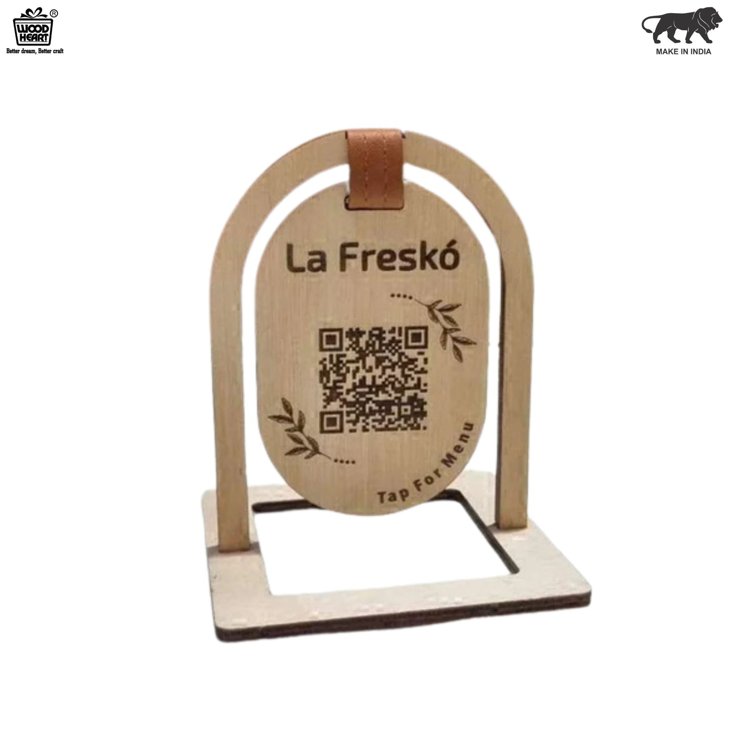 Wooden QR Code Table Stand – La Freskó Menu Display