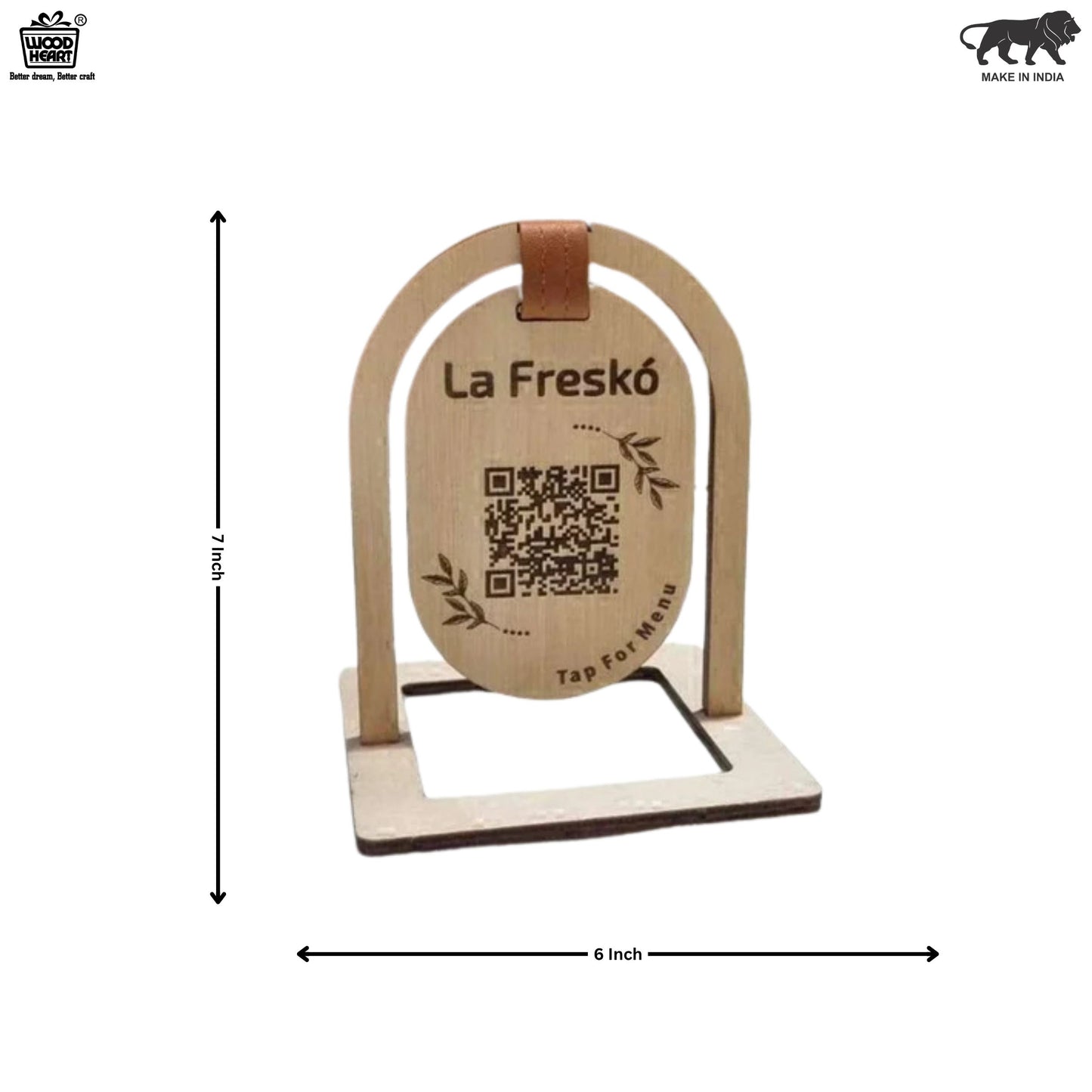Wooden QR Code Table Stand – La Freskó Menu Display