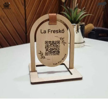 Wooden QR Code Table Stand – La Freskó Menu Display