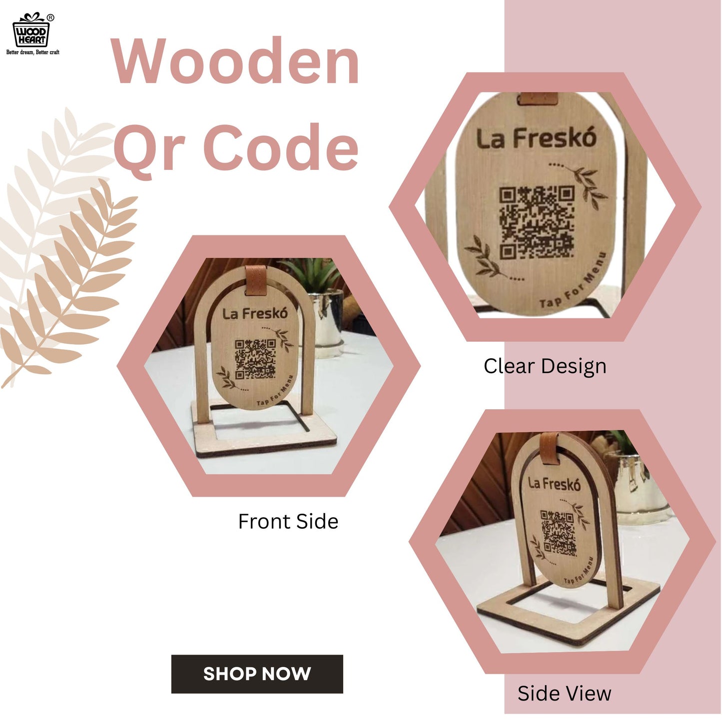 Wooden QR Code Table Stand – La Freskó Menu Display