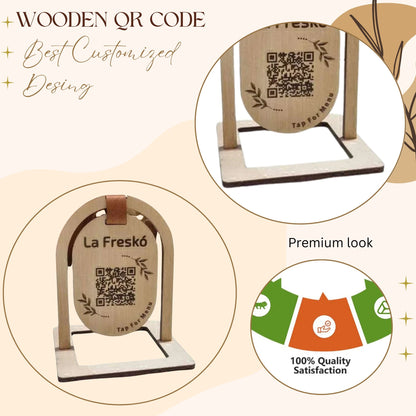 Wooden QR Code Table Stand – La Freskó Menu Display
