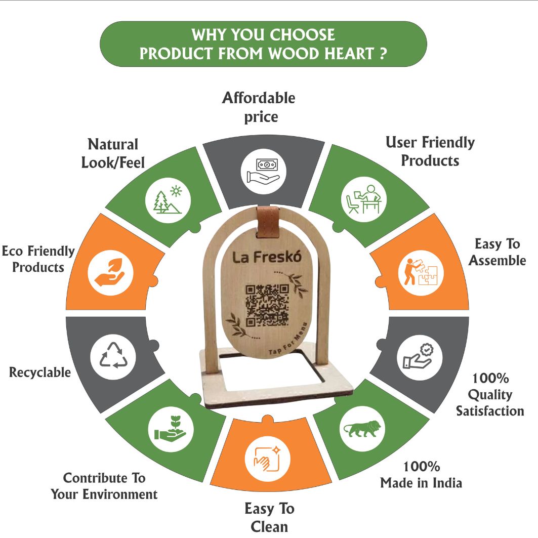 Wooden QR Code Table Stand – La Freskó Menu Display