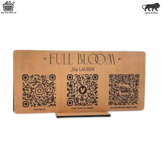 Wooden Triple QR Code Display Stand – Full Bloom by Lauren