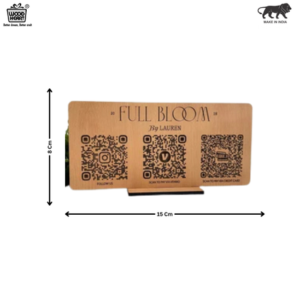Wooden Triple QR Code Display Stand – Full Bloom by Lauren