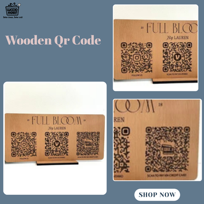 Wooden Triple QR Code Display Stand – Full Bloom by Lauren