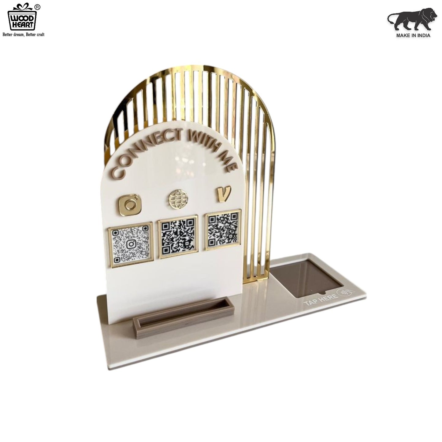 Luxury Acrylic & Wooden QR Code Display Stand – “Connect With Me”