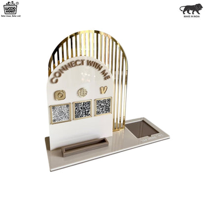 Luxury Acrylic & Wooden QR Code Display Stand – “Connect With Me”