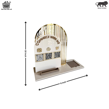 Luxury Acrylic & Wooden QR Code Display Stand – “Connect With Me”