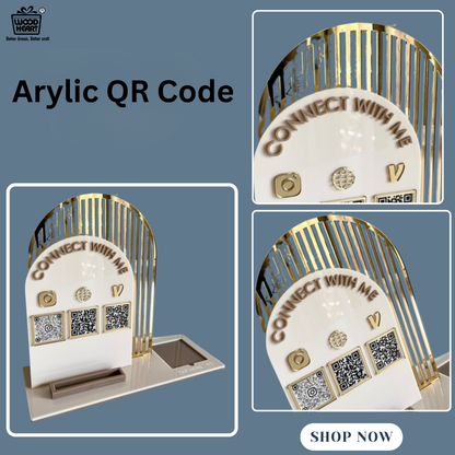 Luxury Acrylic & Wooden QR Code Display Stand – “Connect With Me”