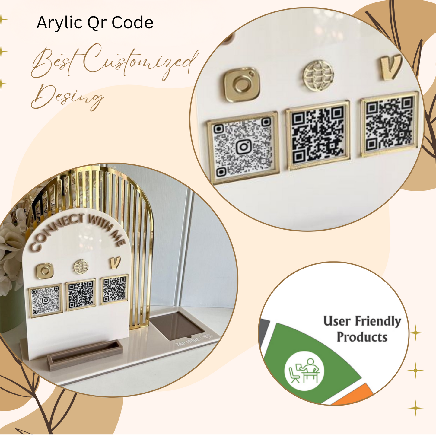 Luxury Acrylic & Wooden QR Code Display Stand – “Connect With Me”
