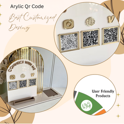 Luxury Acrylic & Wooden QR Code Display Stand – “Connect With Me”
