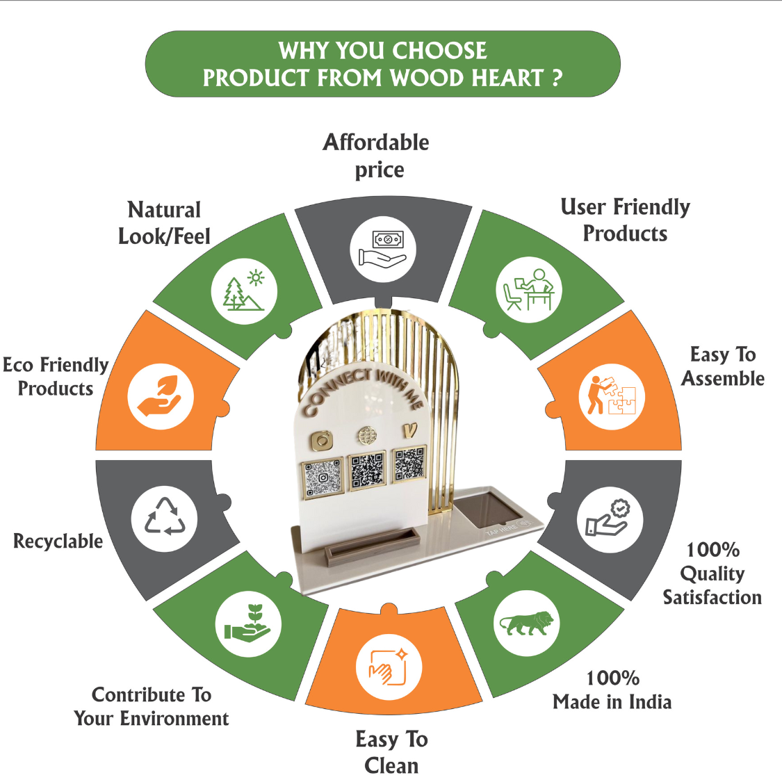 Luxury Acrylic & Wooden QR Code Display Stand – “Connect With Me”